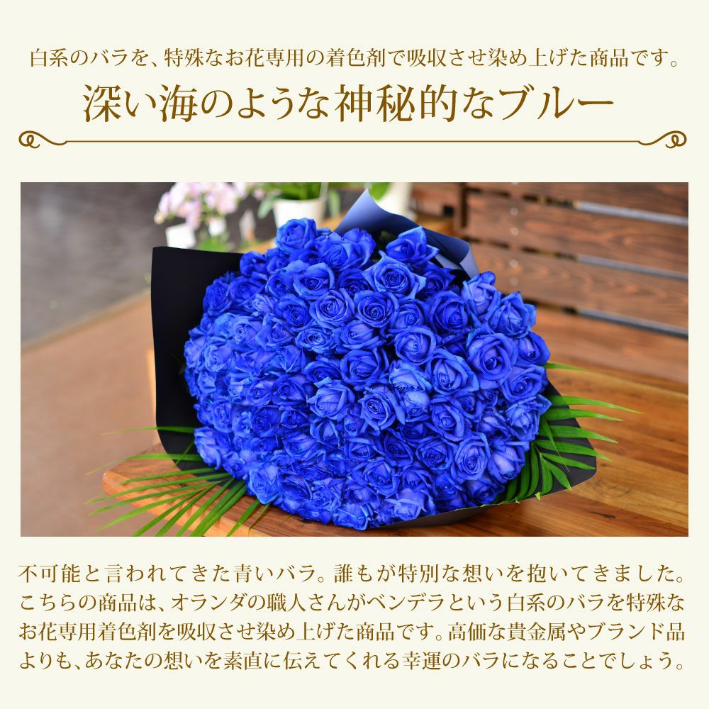 青バラ100本の花束