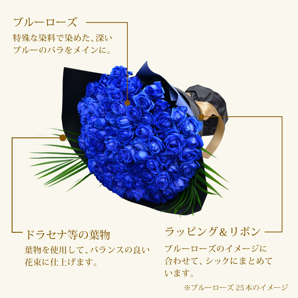 青バラ100本の花束