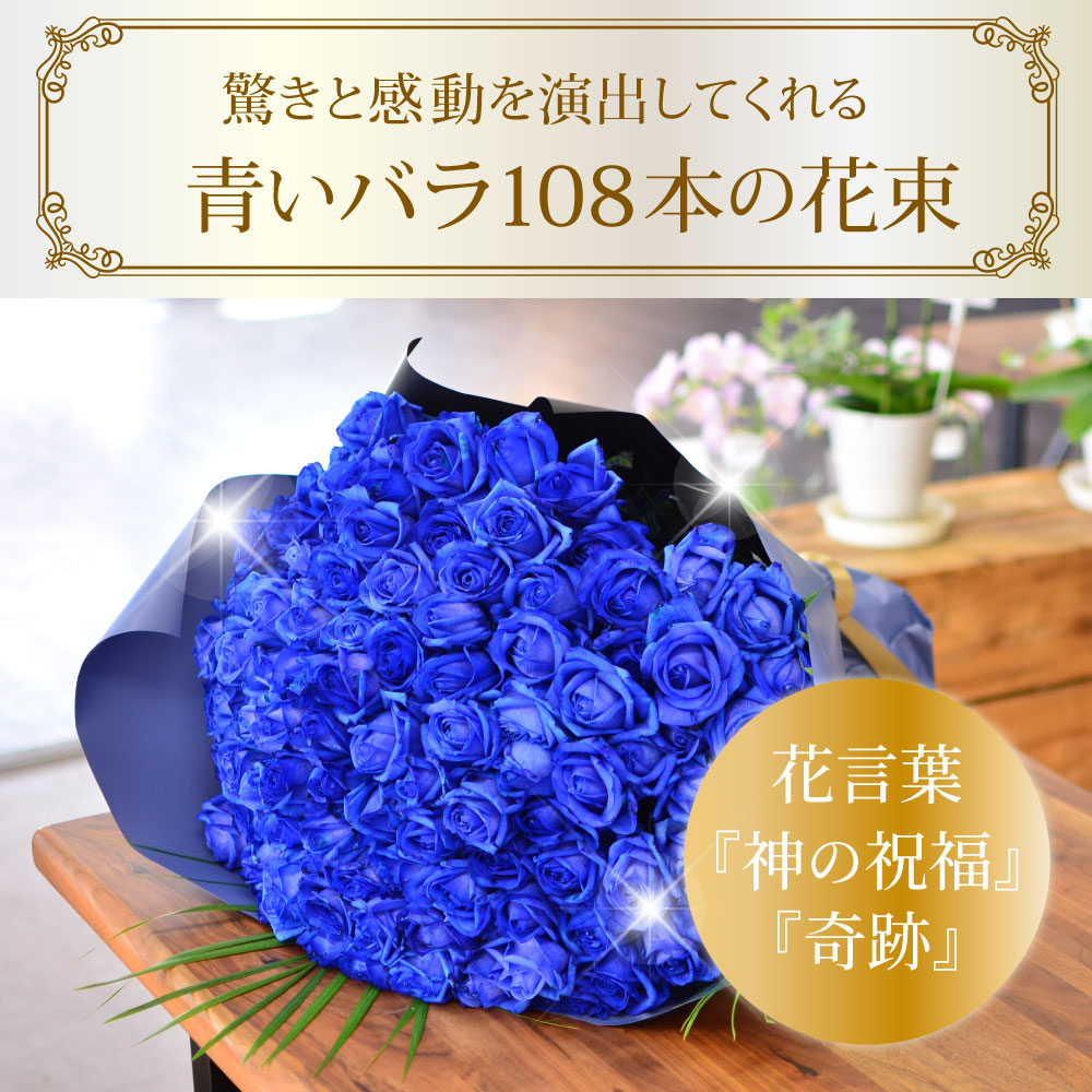 青バラ108本の花束