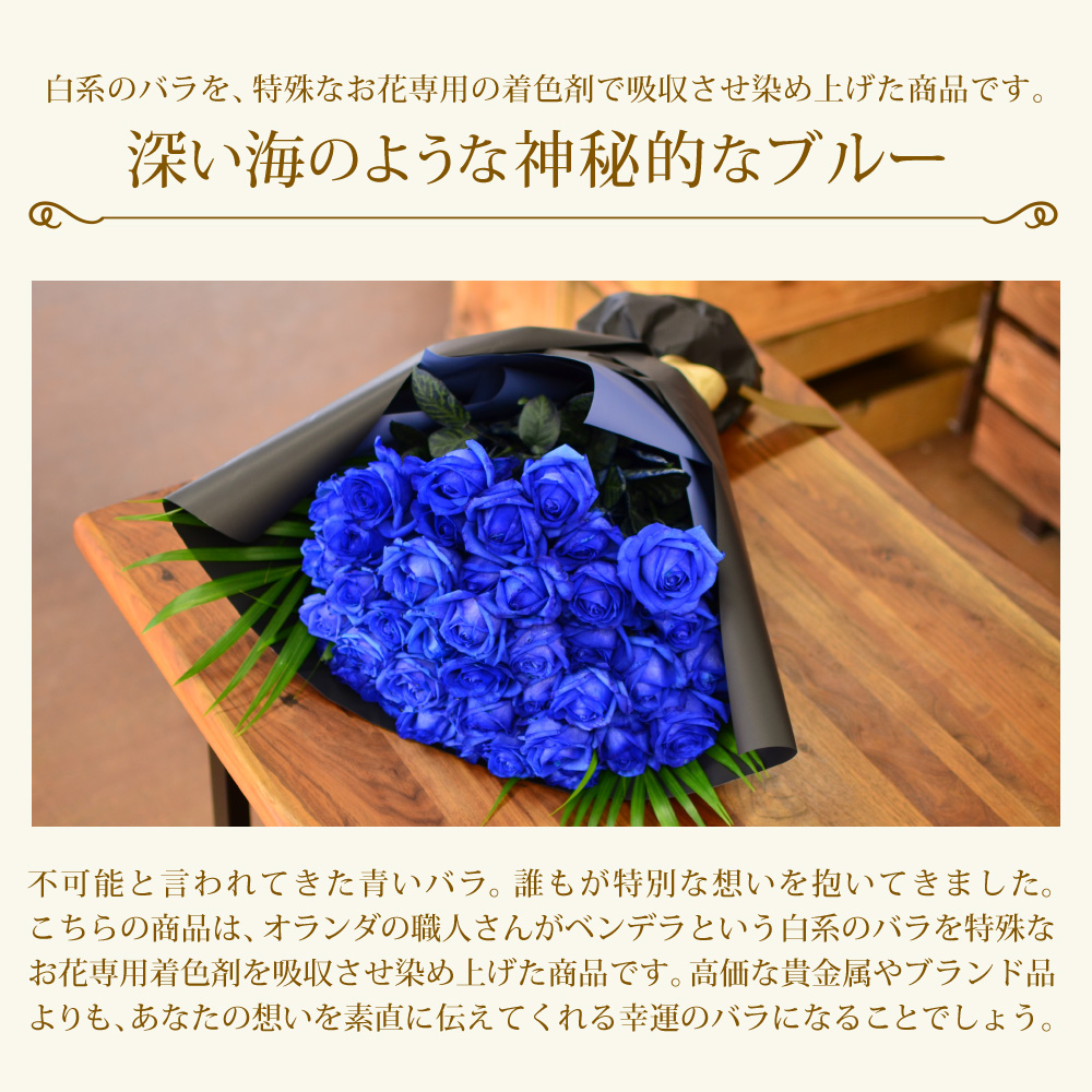 青バラ40本の花束