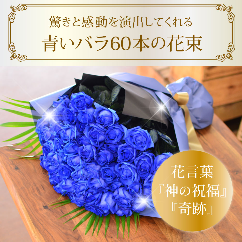 青バラ60本の花束