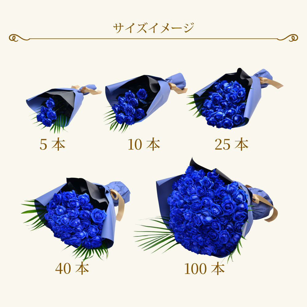 青いバラ本数指定の花束