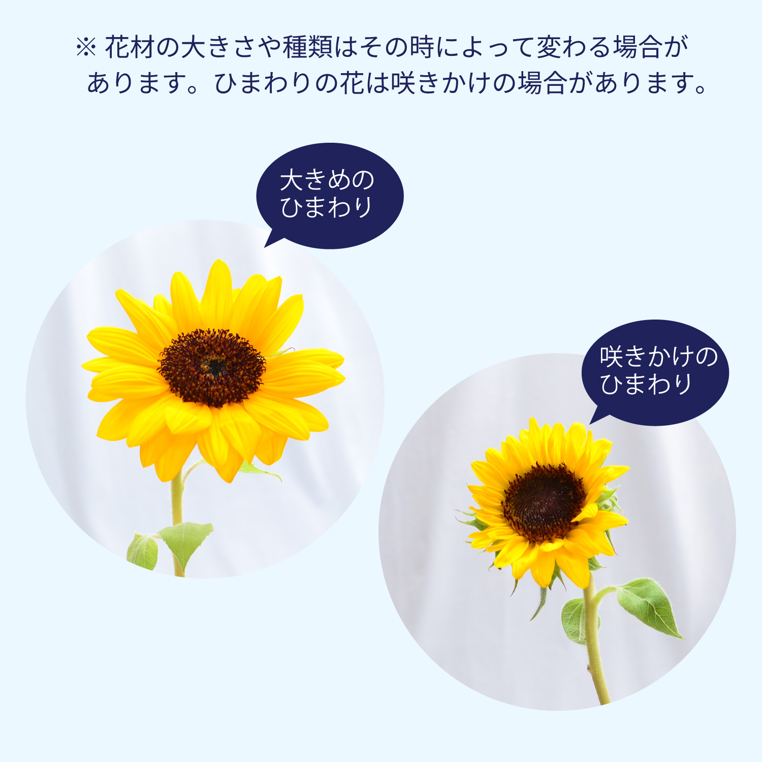 花材の大きさや種類は異なる場合があります
