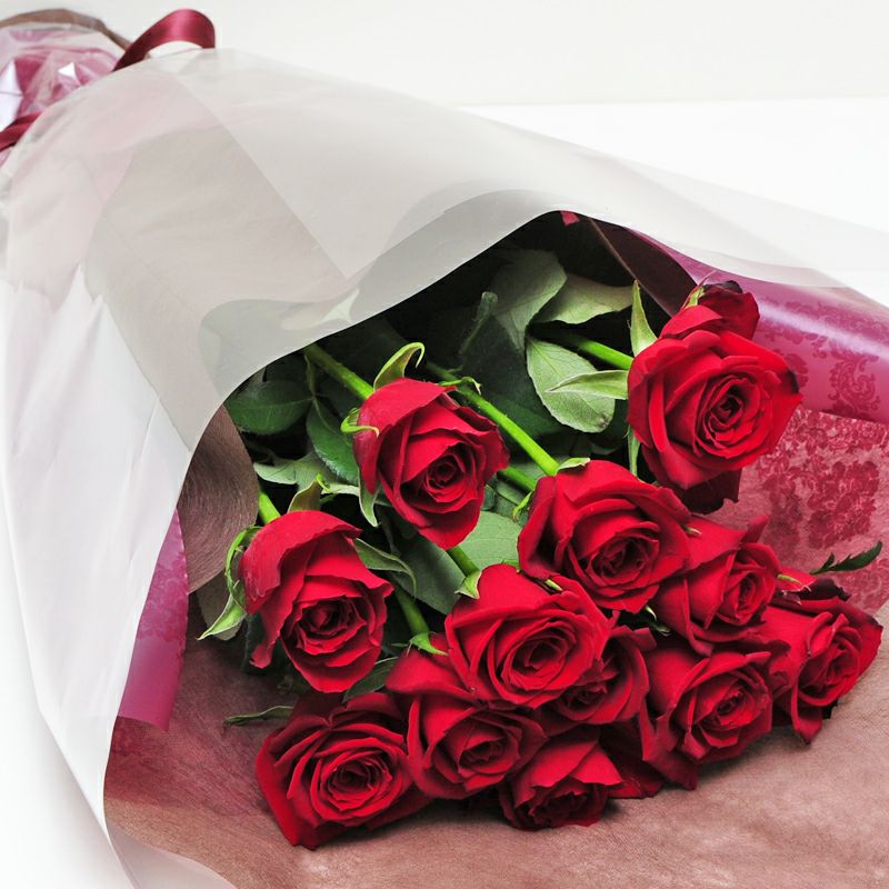 赤いバラ12本の花束 花工房エーデルワイス