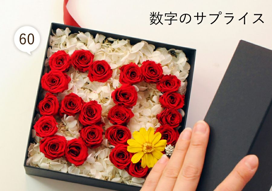 2桁の数字が入る記念日サプライスギフトプリザーブドフラワーボックスアレンジメントアニバーサリー