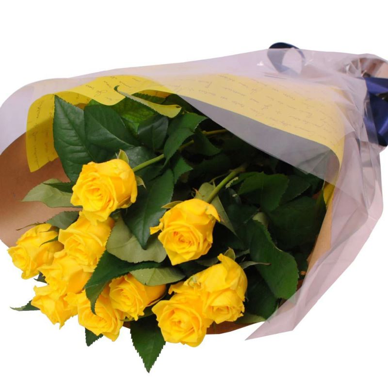 誕生日、各種お祝いに
  
  黄色いバラ10本の花束