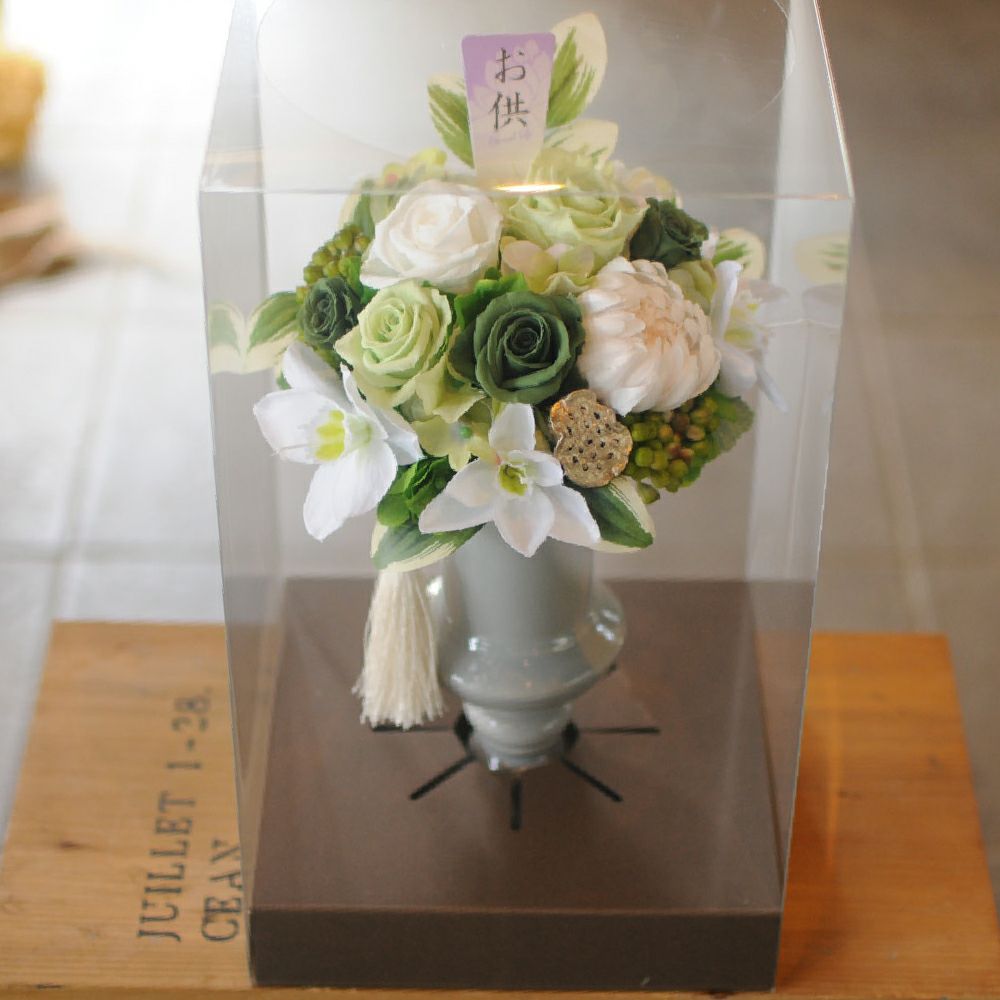 プリザーブドフラワー アルストロメリア＆ユーチャリス パープル系 グリーン系