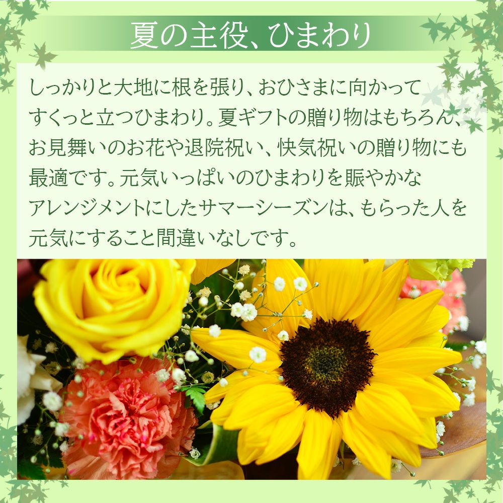  ひまわりのアレンジメント サマーシーズン Mサイズと常陸野ネストビール（瓶）３本セット