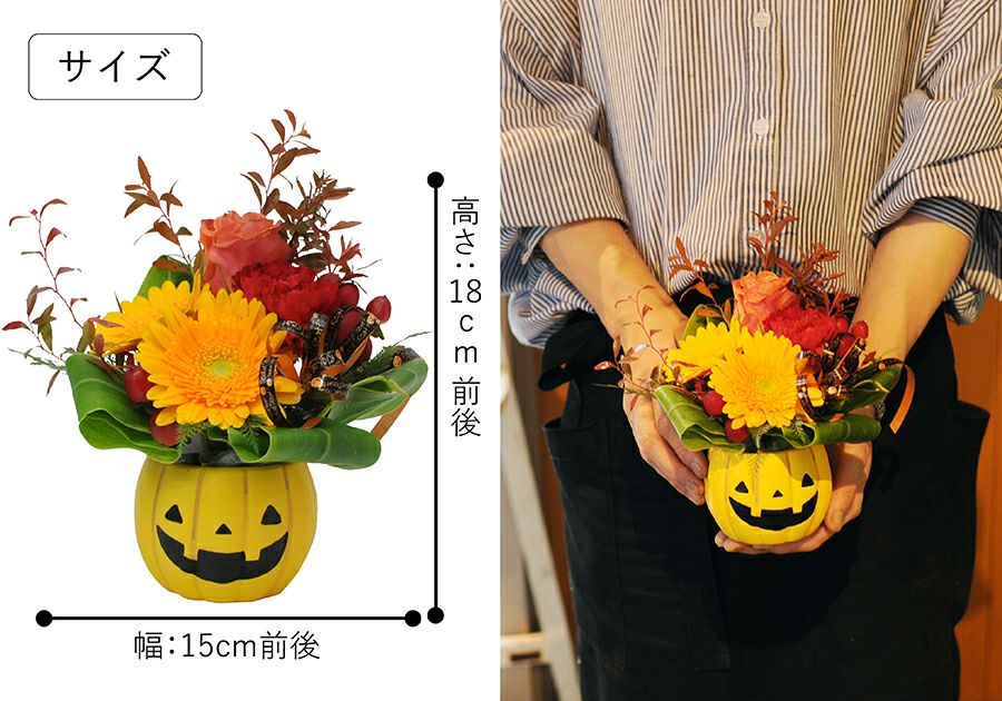 ハロウィンパンプキンポットのアレンジメントとチリワインセット