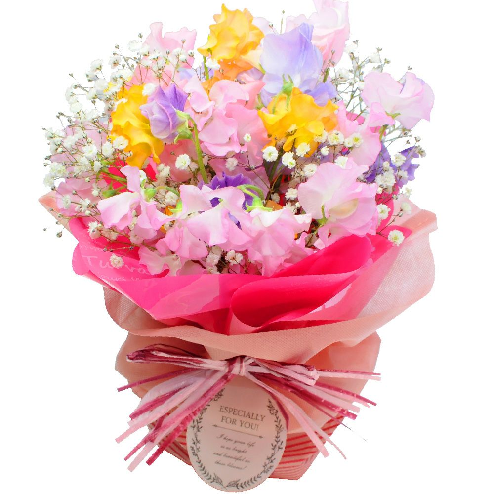 そのまま飾れる不思議なブーケ スイートピーのブーケ