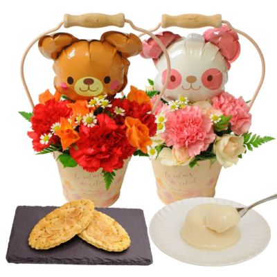 【アナベルさま】old pottery ❀ 可愛い振り向き姿の シマリスさん あじさいの鉢植え てまりてまり ピンク ブルー 5号鉢 | 花工房