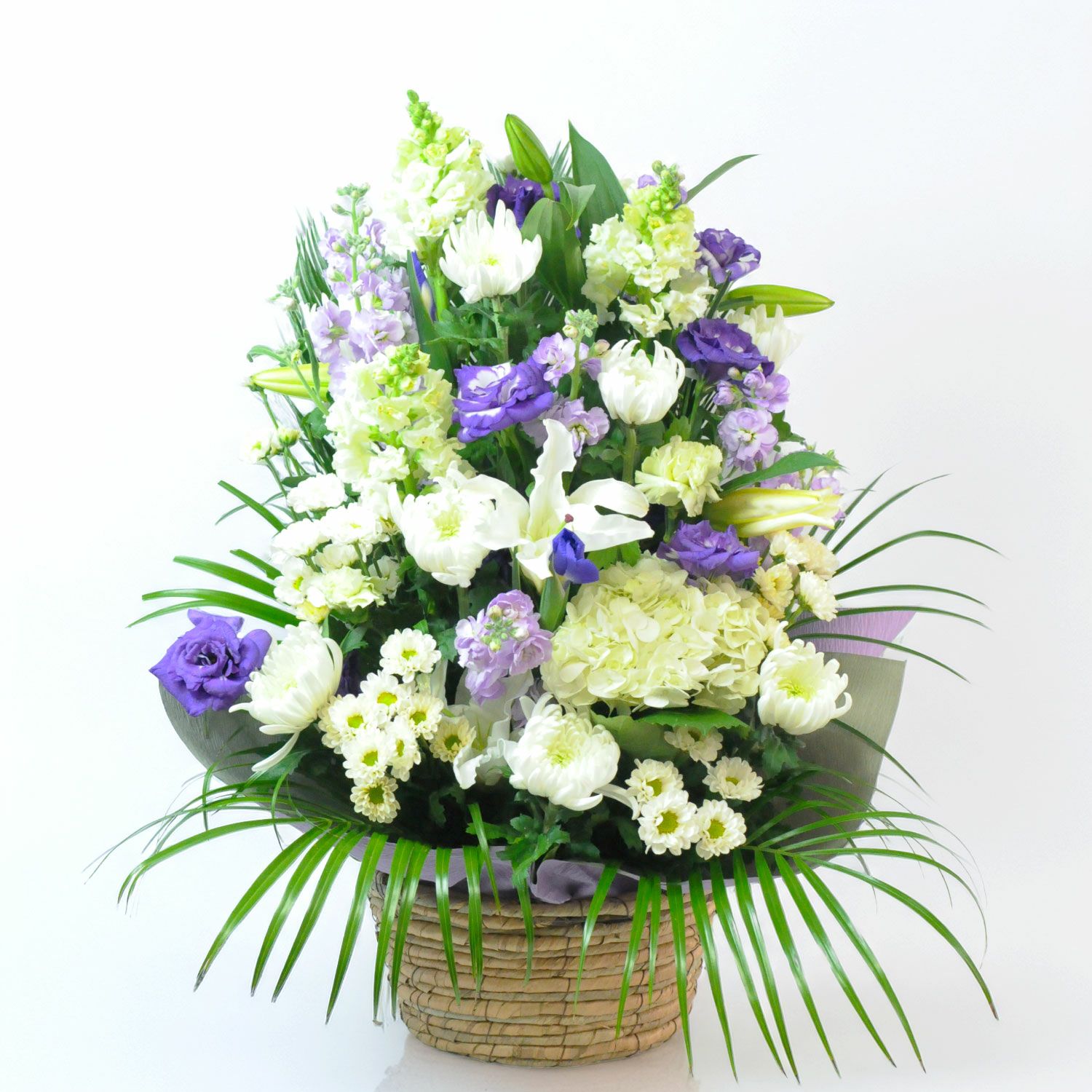 百合のお供えアレンジメント２Lサイズ