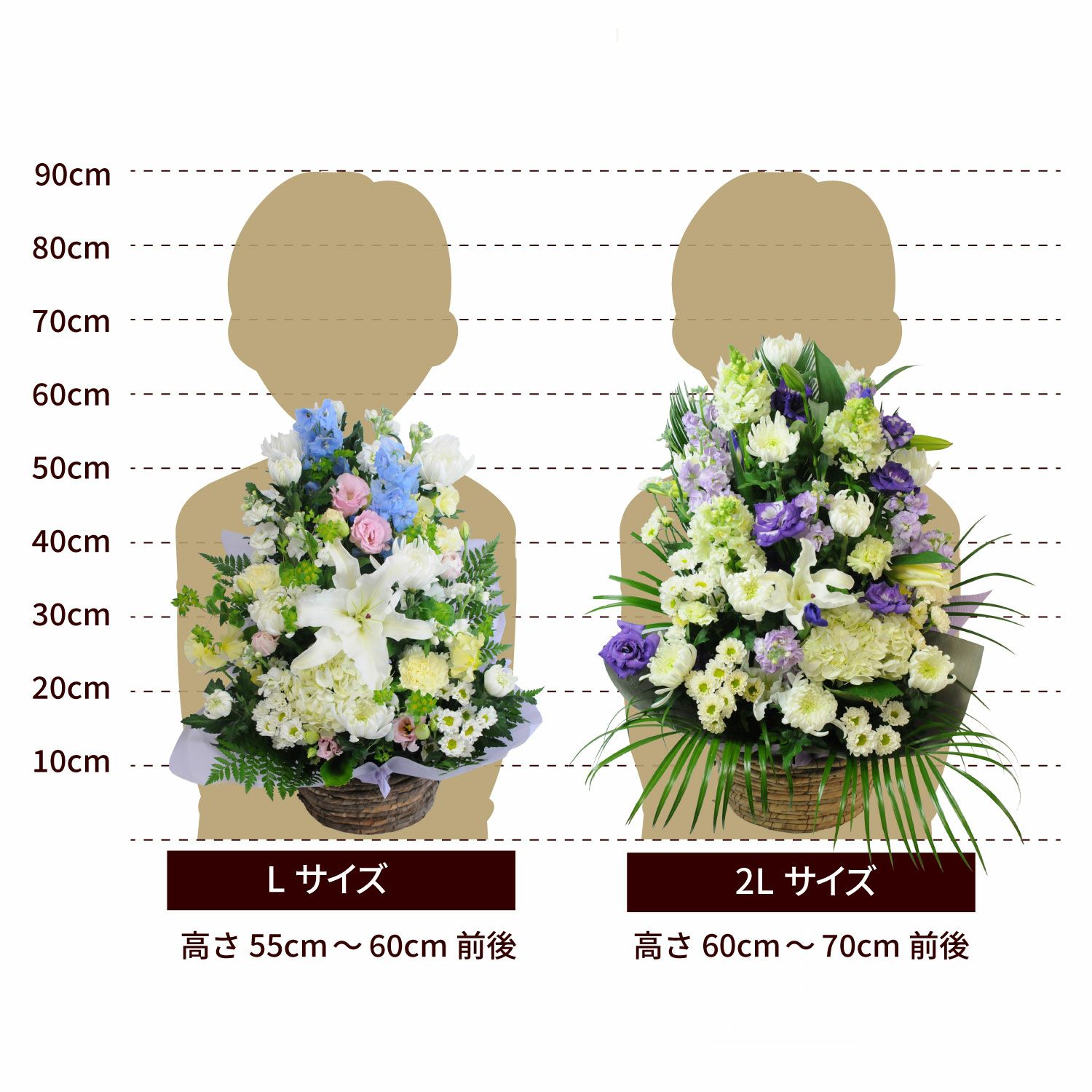 百合のお供えアレンジメント２Lサイズ