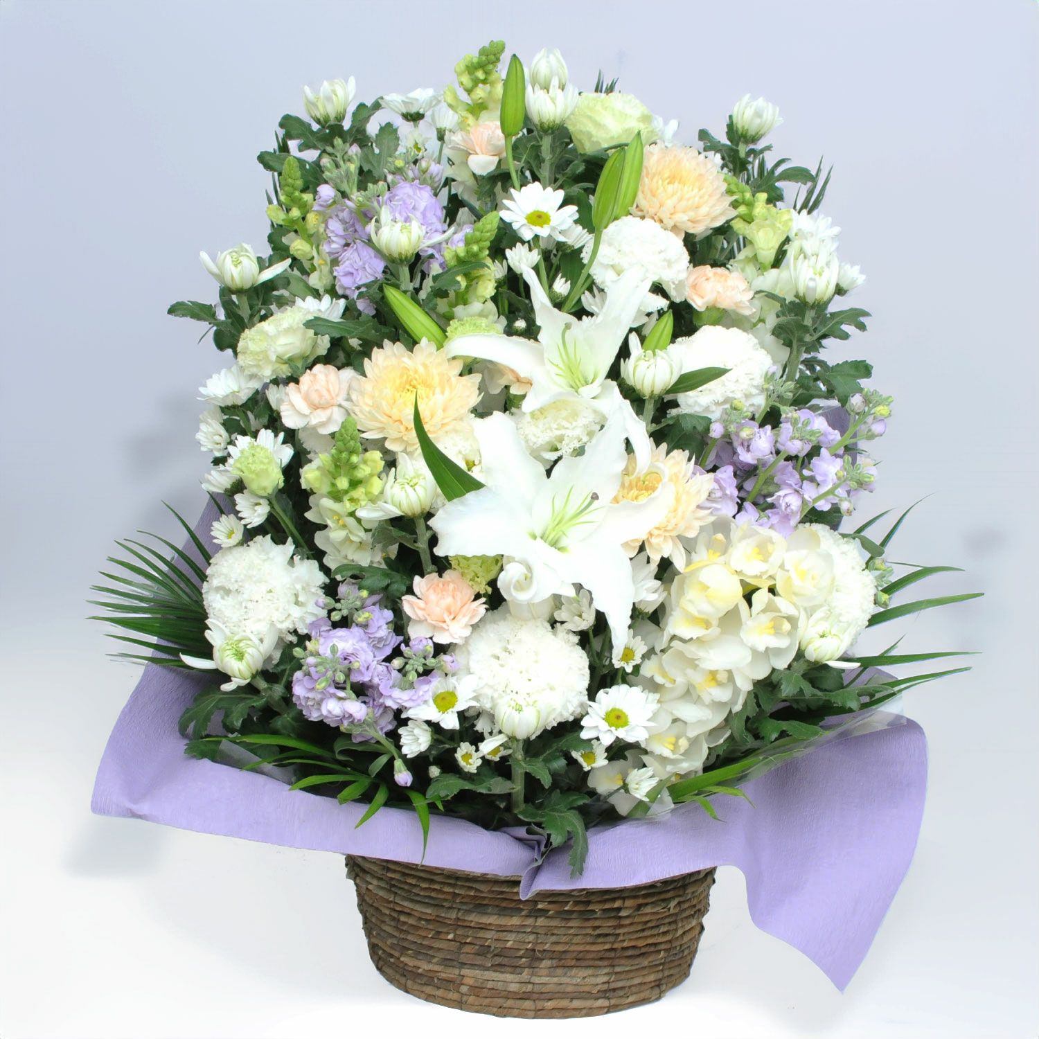 百合のお供えアレンジメント３Lサイズ