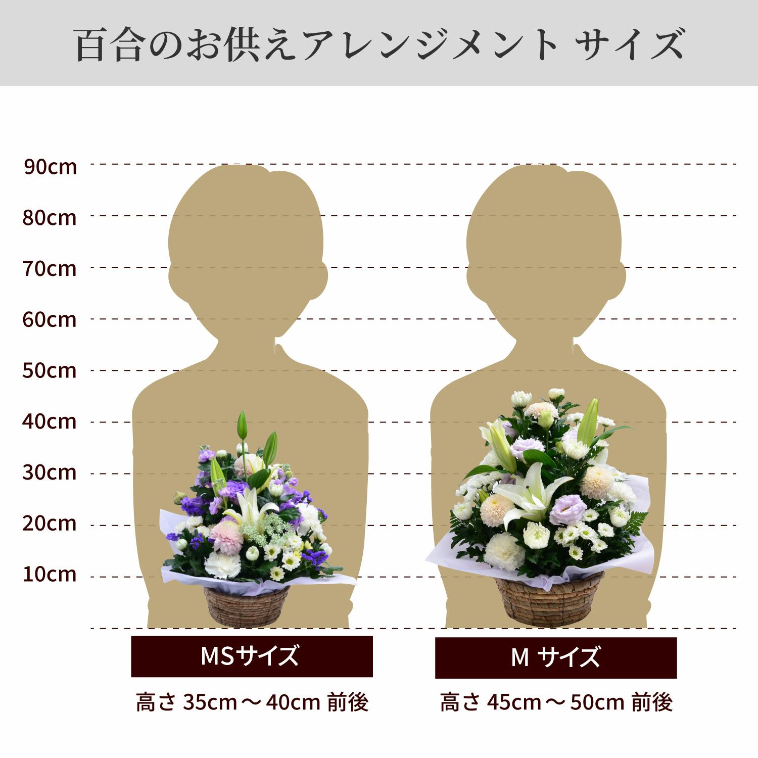 百合のお供えアレンジメント３Lサイズ