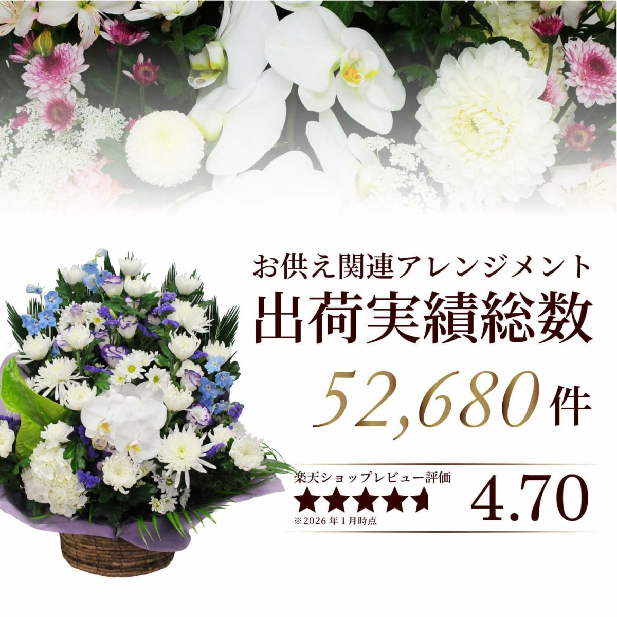 蘭のお供えアレンジメント３Lサイズ