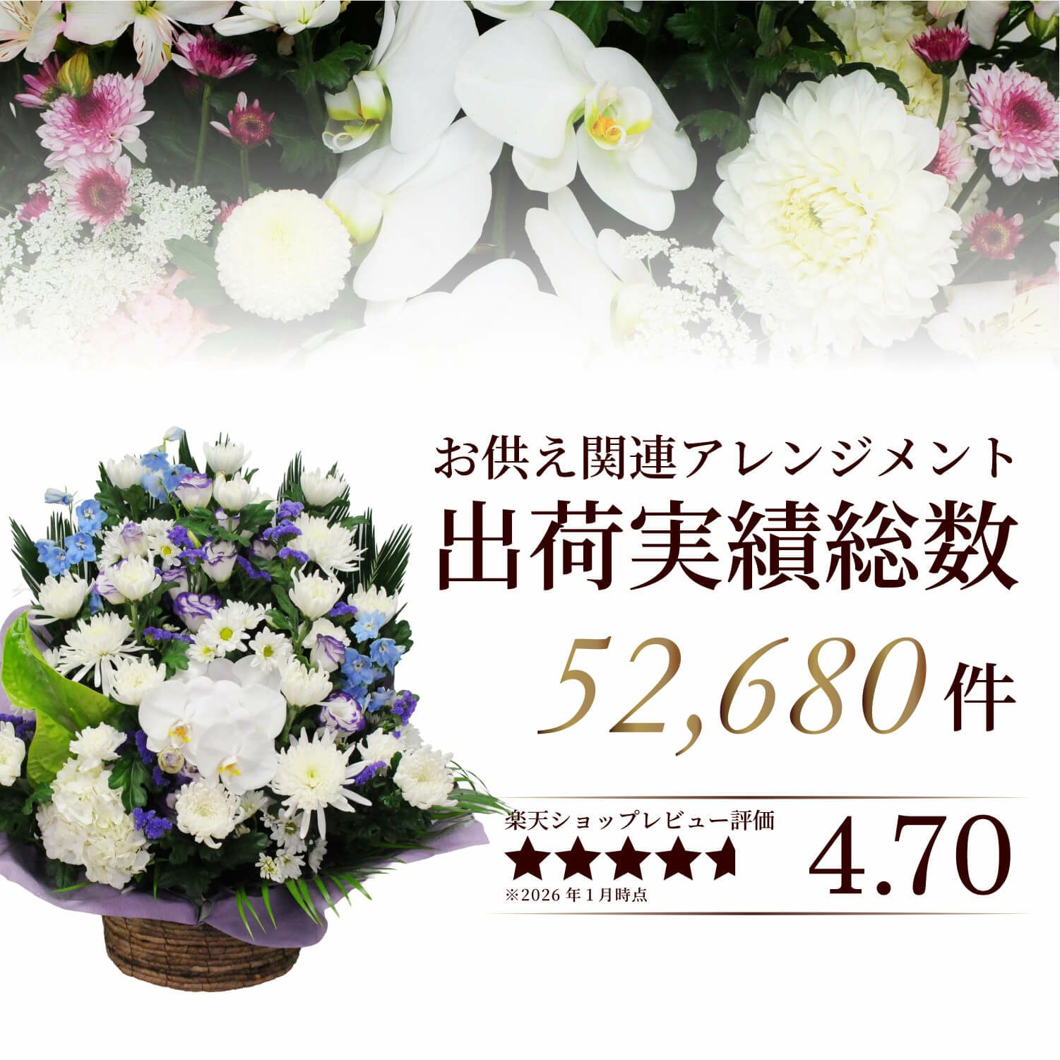 蘭のお供えアレンジメント３Lサイズ