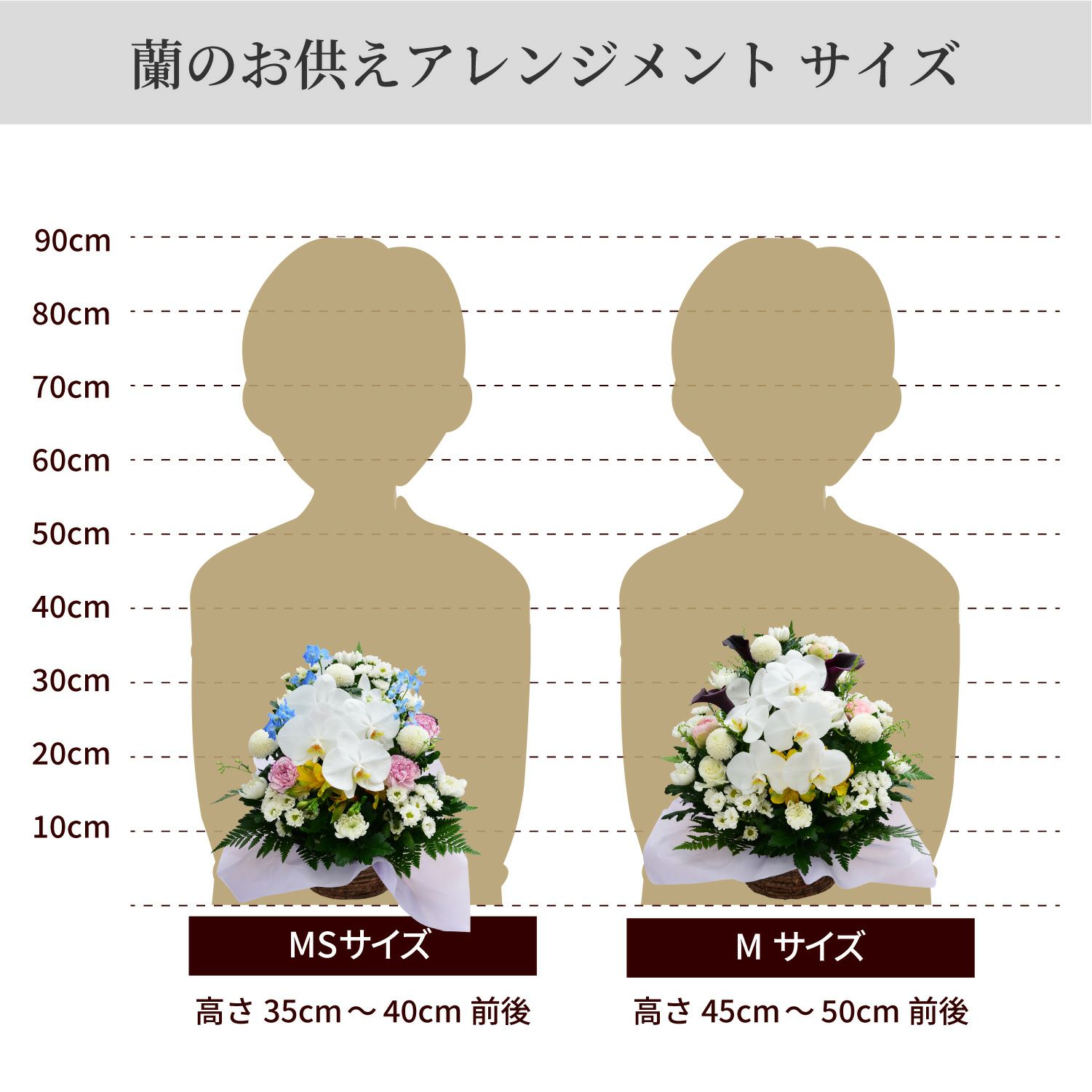 蘭のお供えアレンジメント３Lサイズ