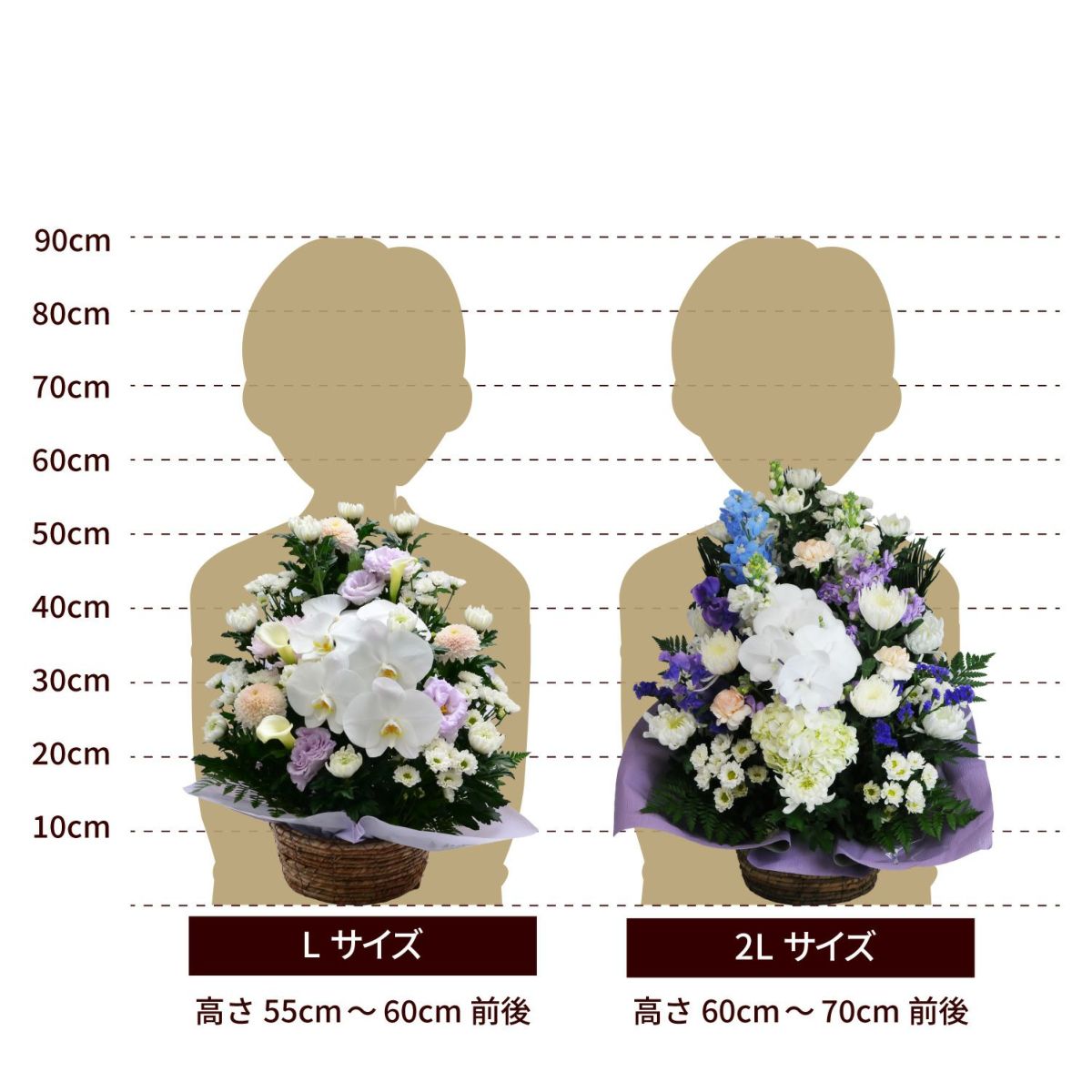 蘭のお供えアレンジメント３Lサイズ