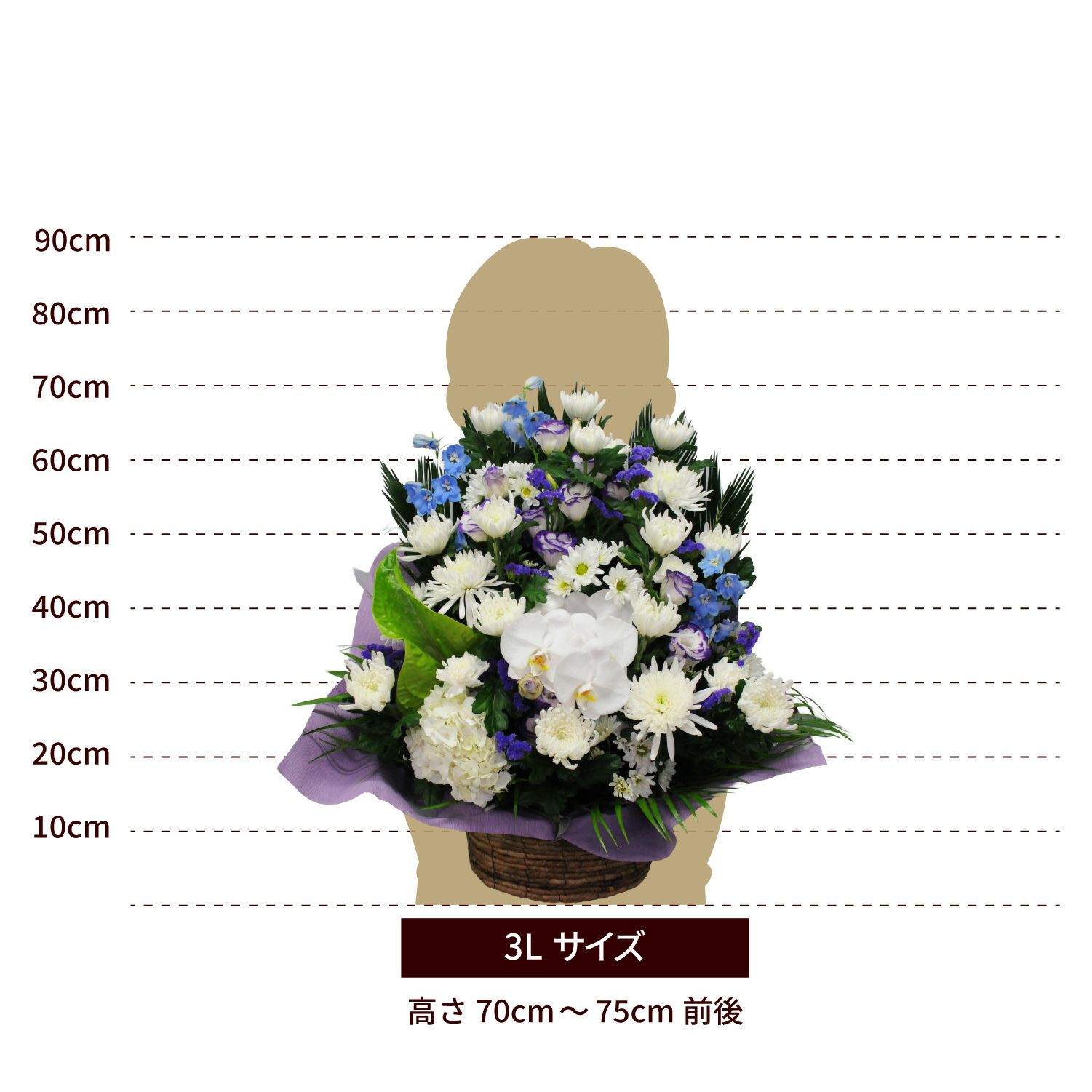 蘭のお供えアレンジメント３Lサイズ