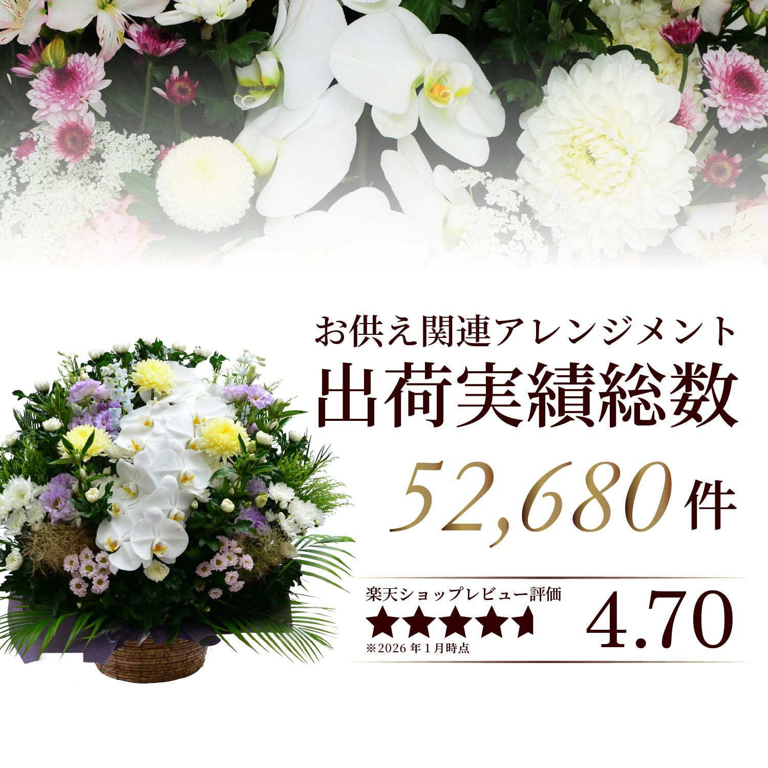 蘭のお供えアレンジメント４Lサイズ